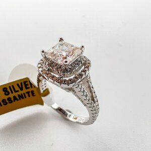 925 Sterling Sliver Moissanite Wedding/Engagement Ring, 2.0ctw VVS Stones Hip Ho